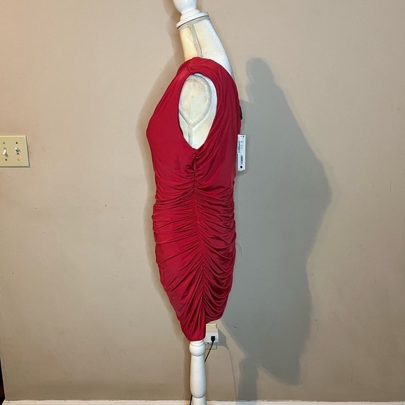 💃🏻Aqua Red One-Shoulder Bodycon Dress - Picture 3 of 6